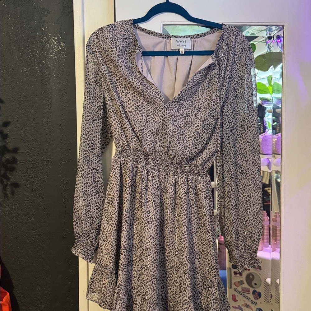 Wayf Animal Print Long Sleeve Dress